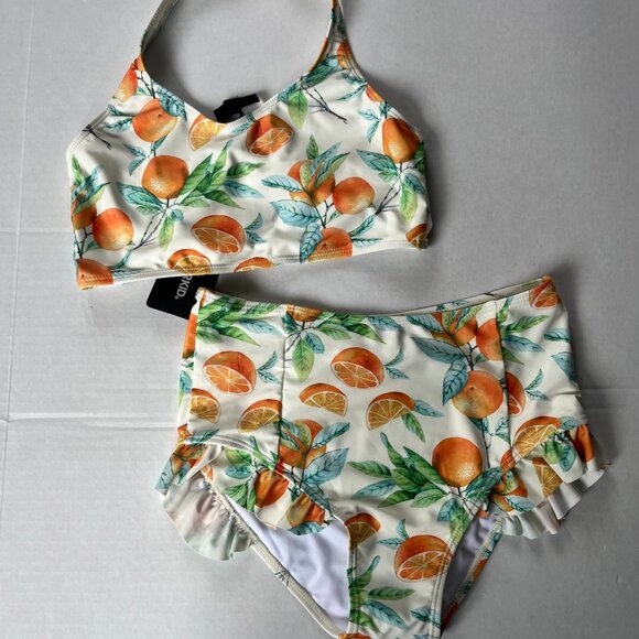 Girl - 12 - NWT Rock Your Kid Orange print Swimsuit - Picture 2 of 5